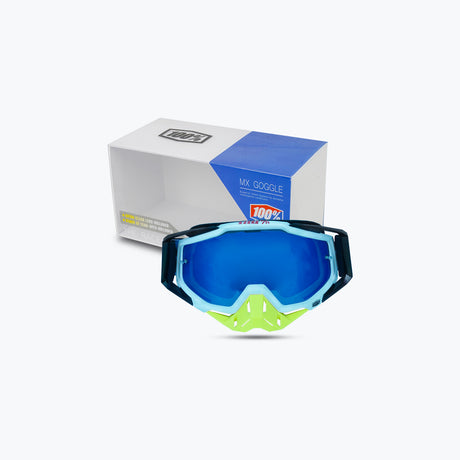 100% GOGGLES YELLOW NOSE BLACK BLUE TINT WITH BOX