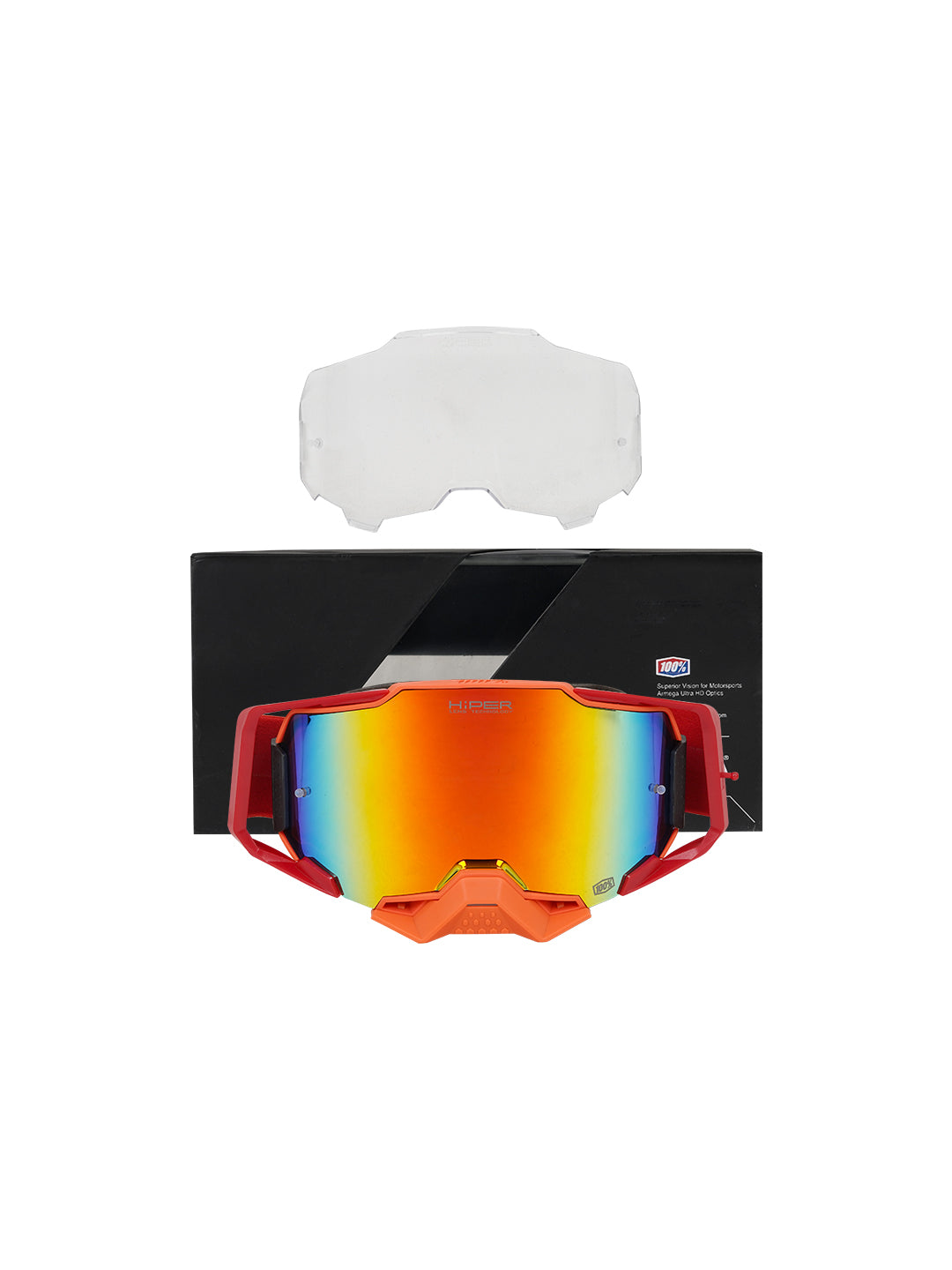 100% Armega Replica Goggles With Box Red ORG.F ORG.N ORG BLU Tint