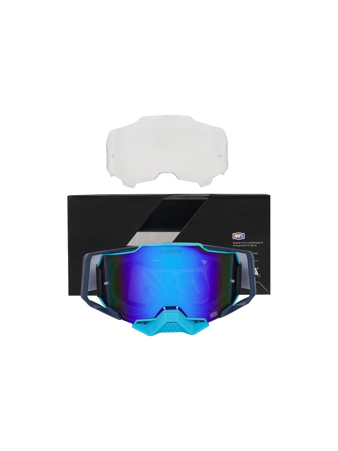 100% Armega Replica Goggles With Box DARK BLU.F BLUE.N BLUE Tint