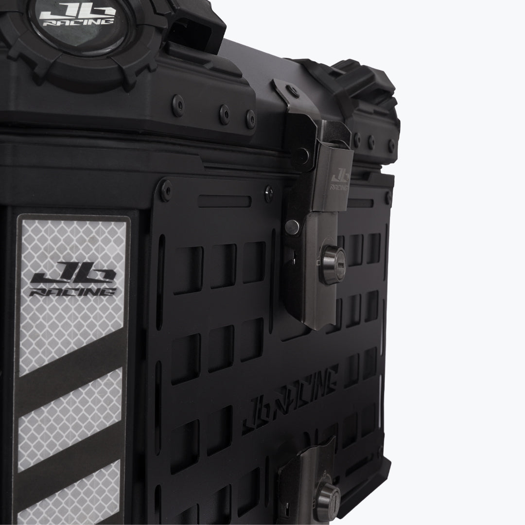 JB RACING TOP CASE 45L BLACK FENCE V1.0 PREMIUM BLACK WITH BACKREST PAD | GS