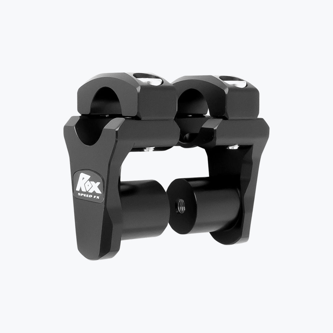 ROX PIVOTING HANDLEBAR RISER 44.5MM RISE, 28MM ANODIZED BLACK