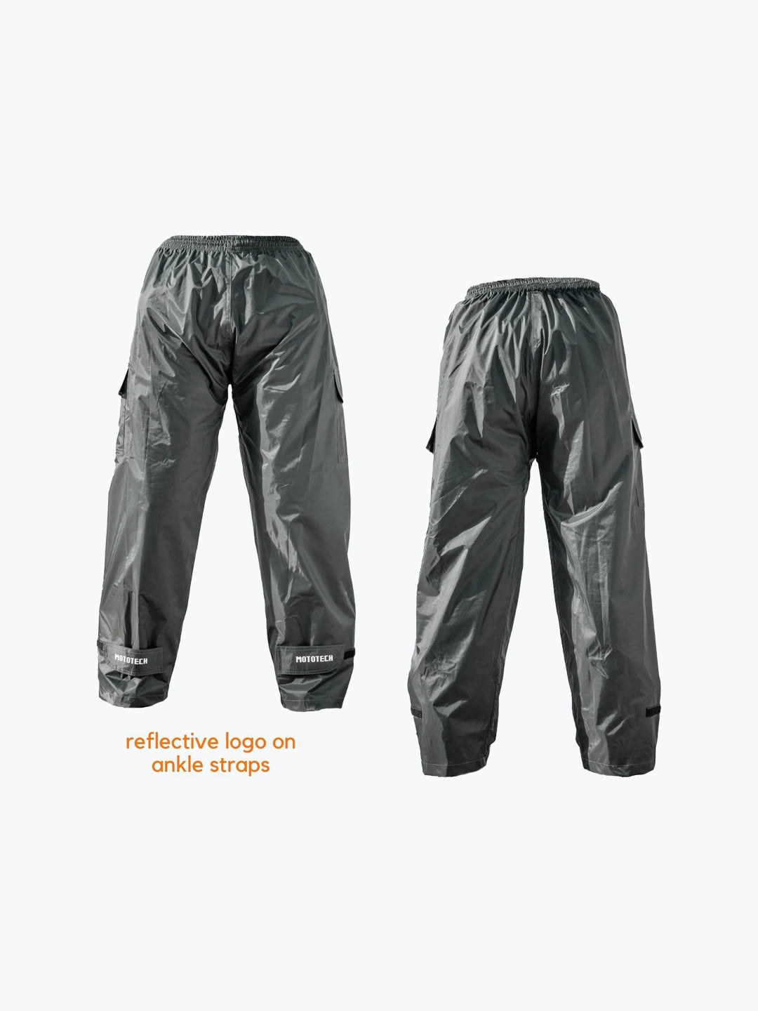 Mototech Hurricane TourPro Rain Overtrousers - Waterproof Pants with Cargo Pockets - Dark Grey