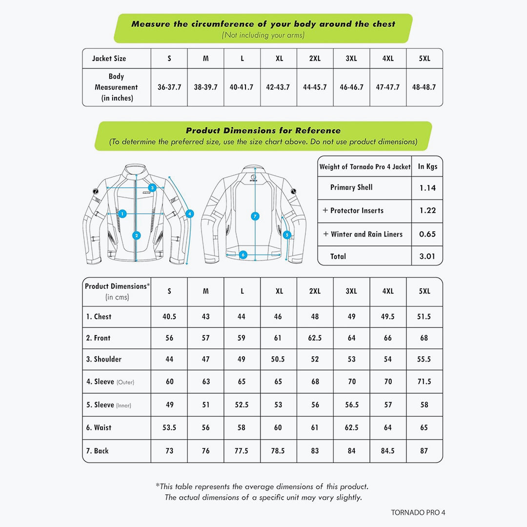RYNOX Tornado Pro 4 Jacket CE A Black HI VIZ Green