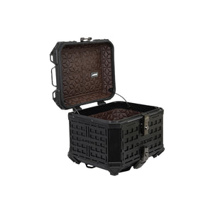 JB RACING Top Case 45L BLACK FENCE V1.0 PREMIUM BLACK WITH BACKREST PAD