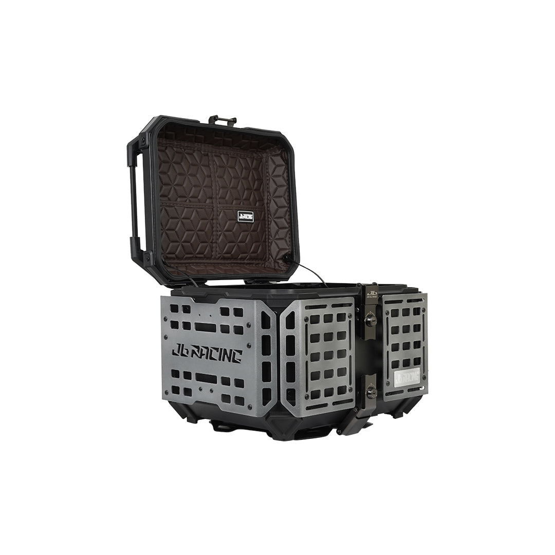 JB RACING Top Case 45L FENCE V2.0 PREMIUM BLACK WITH BACKREST PAD