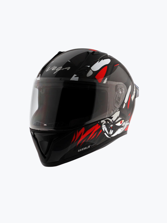 VEGA BOLT BUNNY DOT APPROVED FULL FACE HELMET BLACK COLOUR WITH