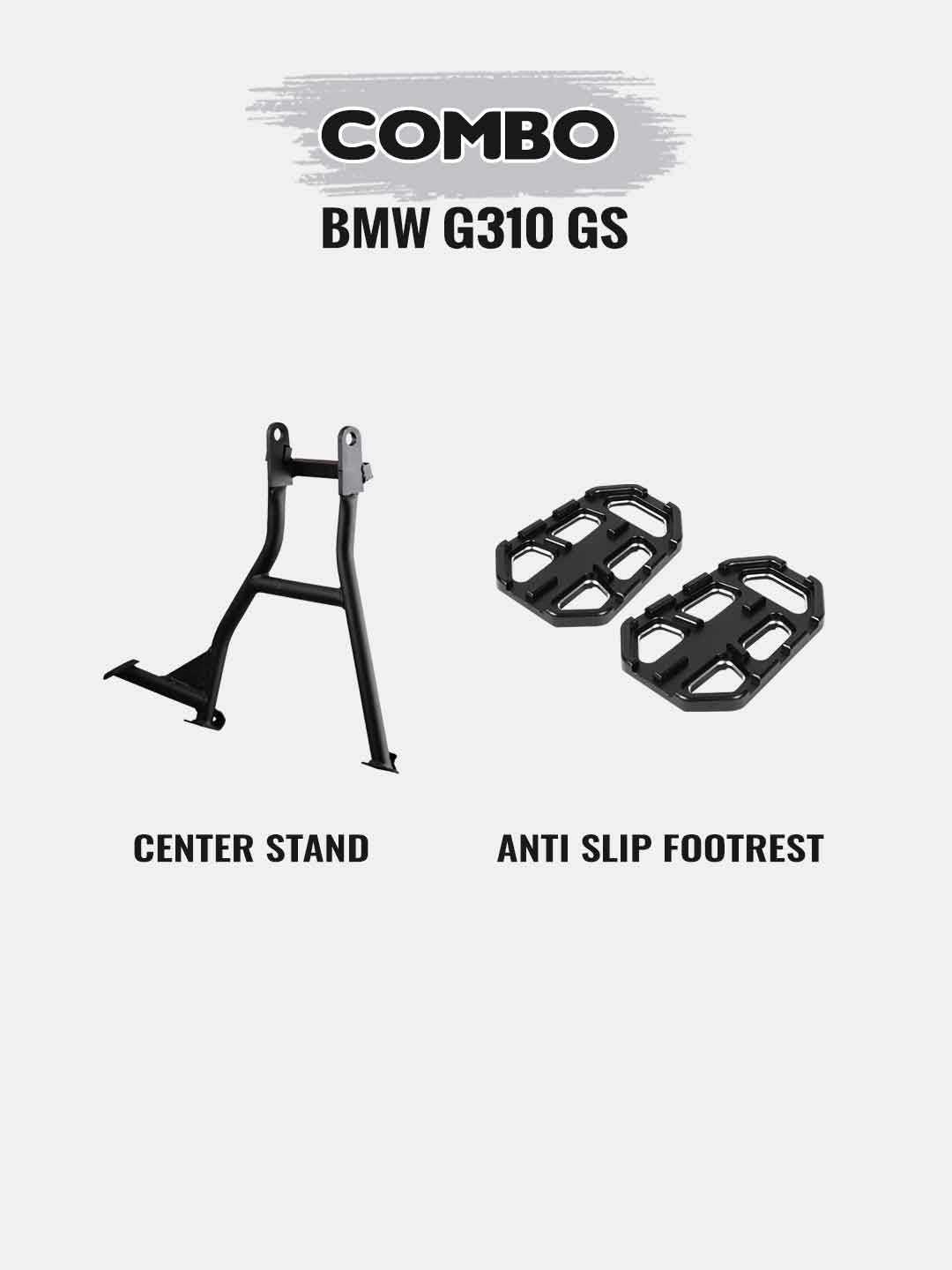 BMW G310GS Combo - Center Stand+Anti Slip Foot Rest Black