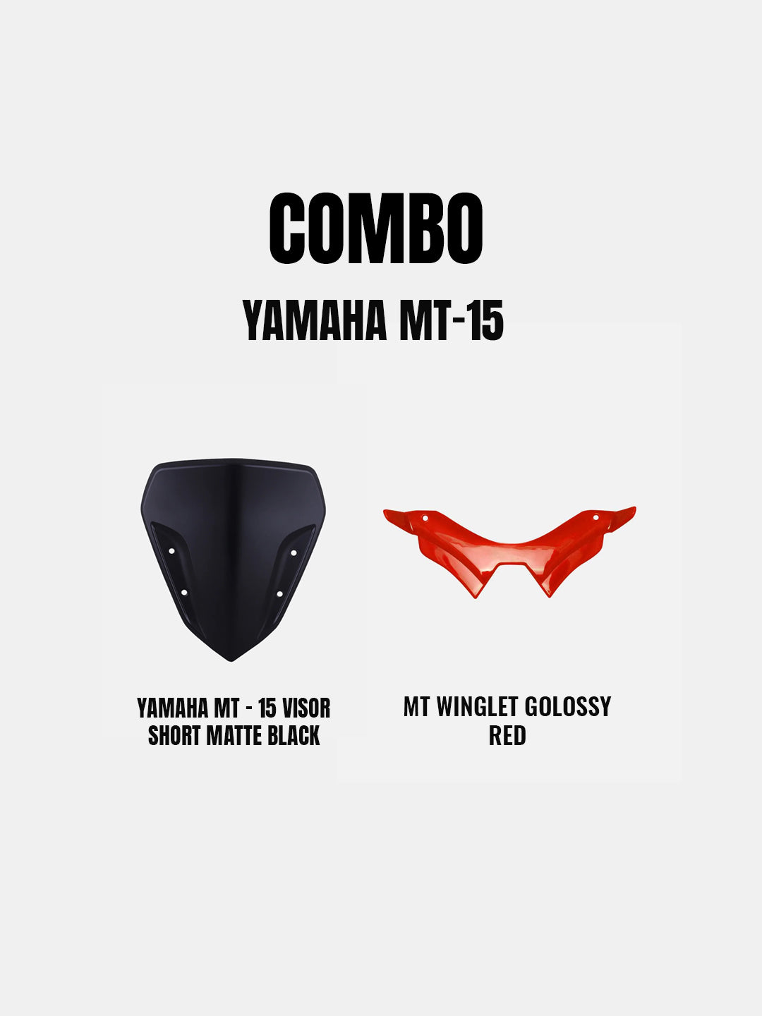 YAMAHA MT 15 COMBO-SHORT VISOR MAT+WINGLET RED