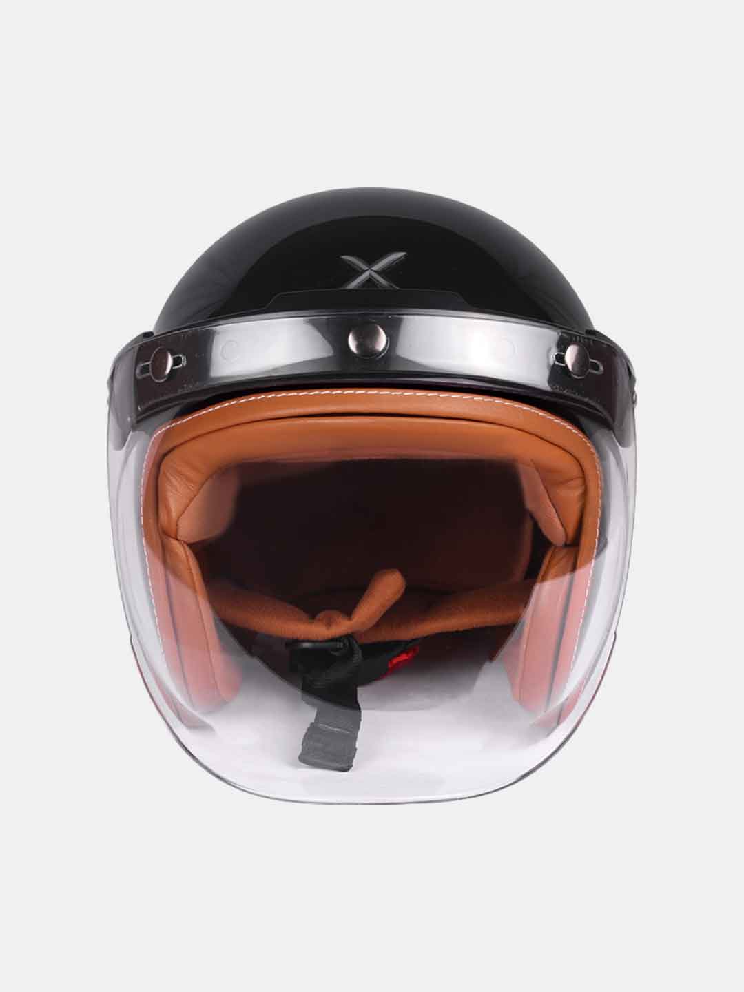 Axor Retro Jet Leather Black Helmet