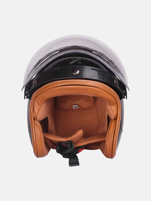 Axor Retro Jet Leather Black Helmet