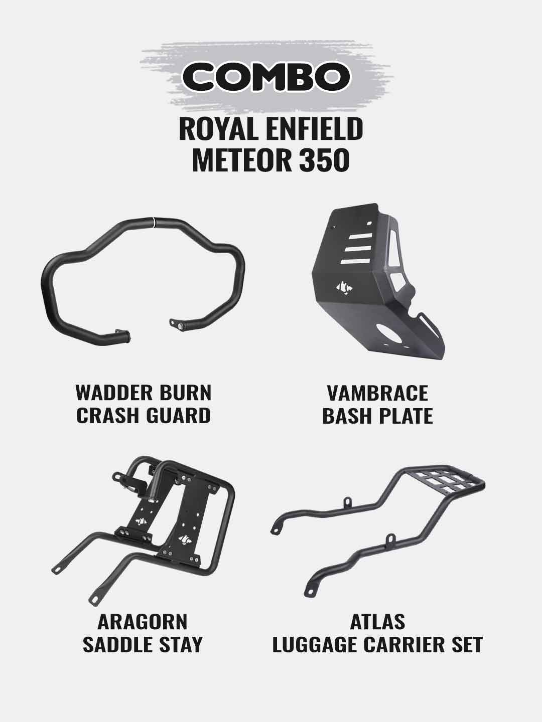 Meteor Combo-Wadder Burn Crash Guard+Vambrace Bash Plate+Atlas Luggage Carrier Set+Aragorn Saddle Stay
