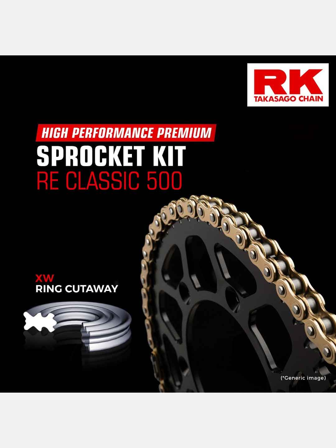 RK Chain Sprocket For Classic 500 38T Rear/18T Front Chain520*102L