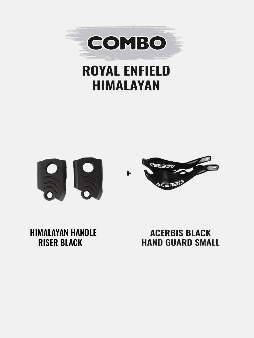 Himalayan Handle Riser+Acerbis Hand Guard Small Black Combo
