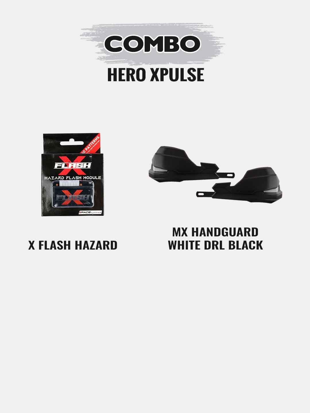 Xpulse Combo - Flash X Hazard+MX Handguard Black With White DRL