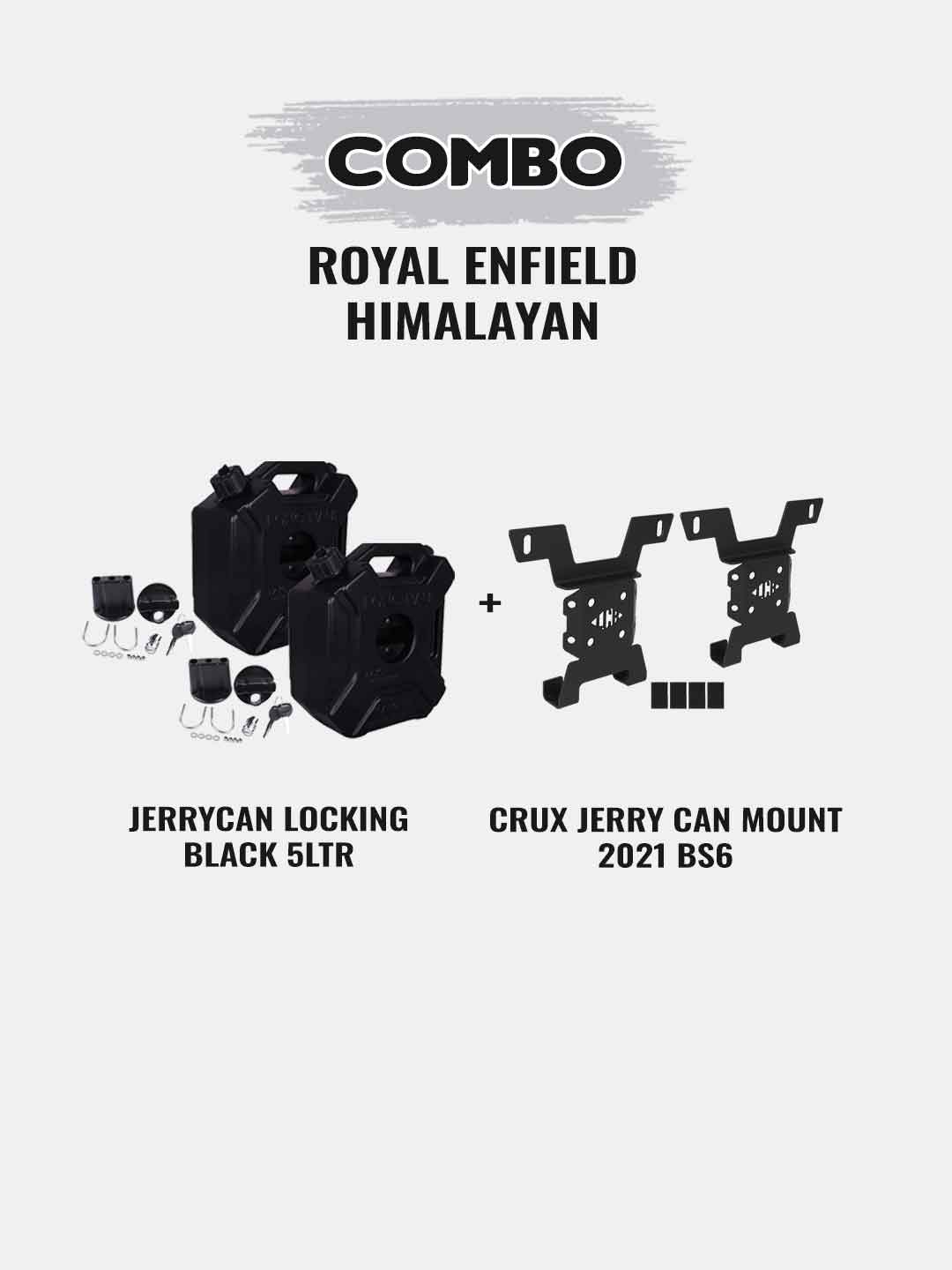 1 Pair Jerry Can With Lock 5Ltr+Himalayan Crux Jerry Can Mount 2021 Bs6