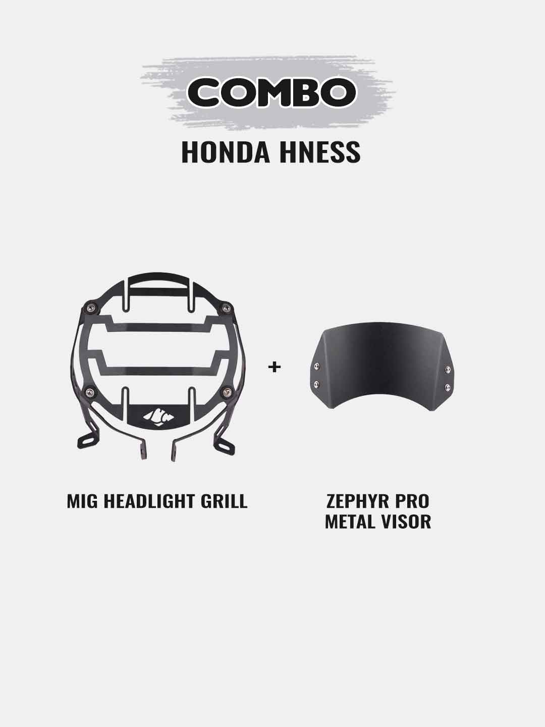 Hness Combo-Mig Headlight Grill+Zephyr Metal Visor