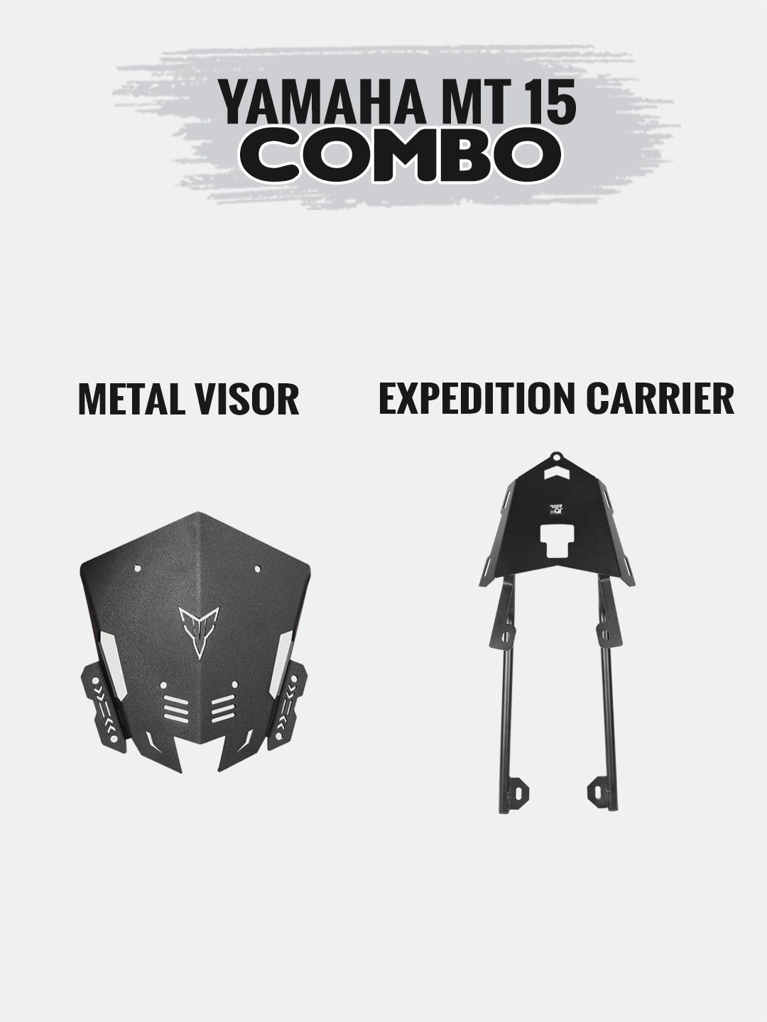 Yamaha MT 15 Combo-Metal Visor+Expedition Carrier